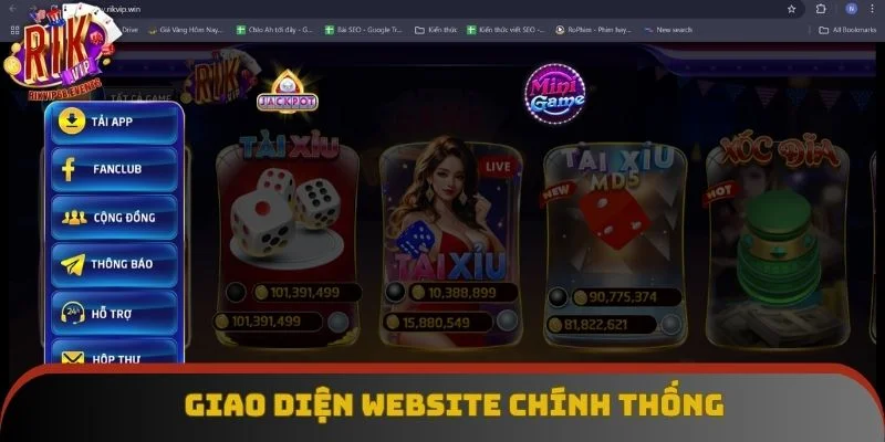 Giao diện website chính thống